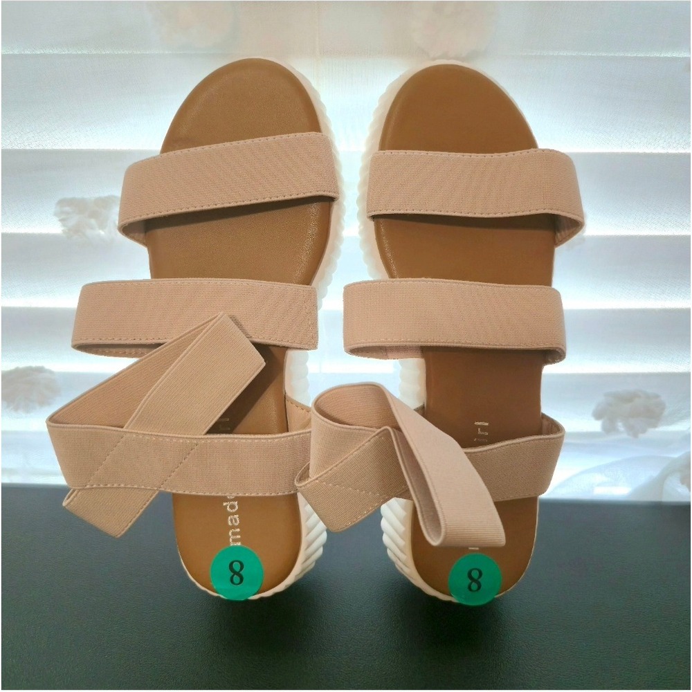 Madden Girl Brando Nude Blush Elastic Multi Strap Flatform Sandals Women 8 - Picture 4 of 9